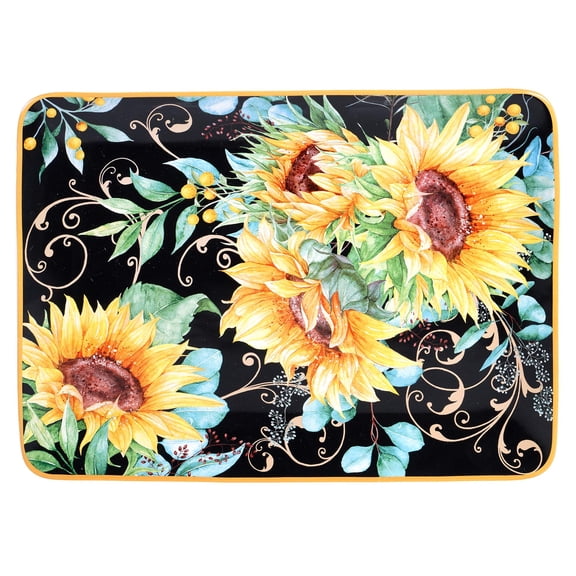 Certified International 28173 Sunflower Fields Rectangular Platter. 16" x 12" x 1.25", Multi Colored