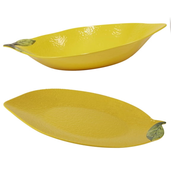 Certified International Zest 3-D Lemon 2 pc Melamine Hostess Serving Set, Multicolor