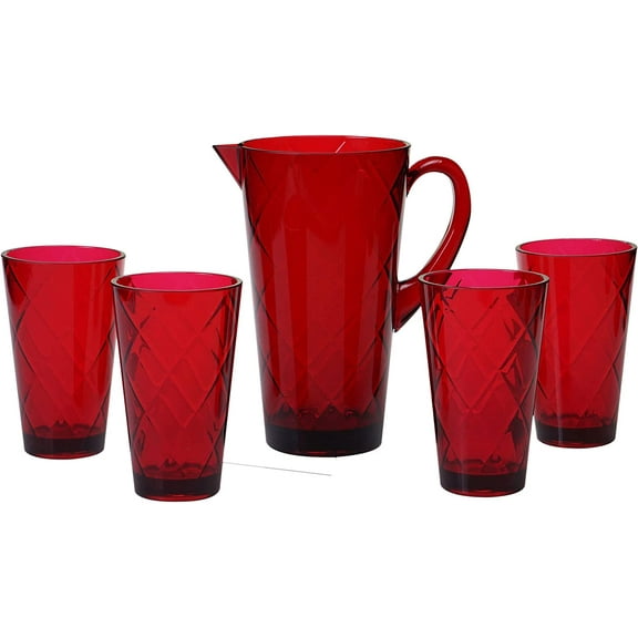 Certified International  5-piece Ruby Diamond Acrylic Drinkware Set