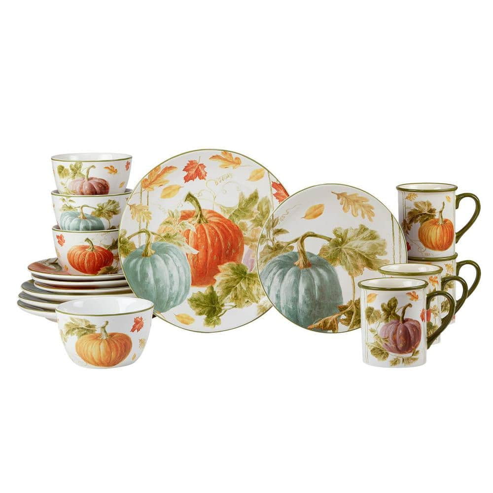 Certified International Autumn Harvest 16-Piece Multicolored Earthenware Dinnerware Set (Service Set for 4)