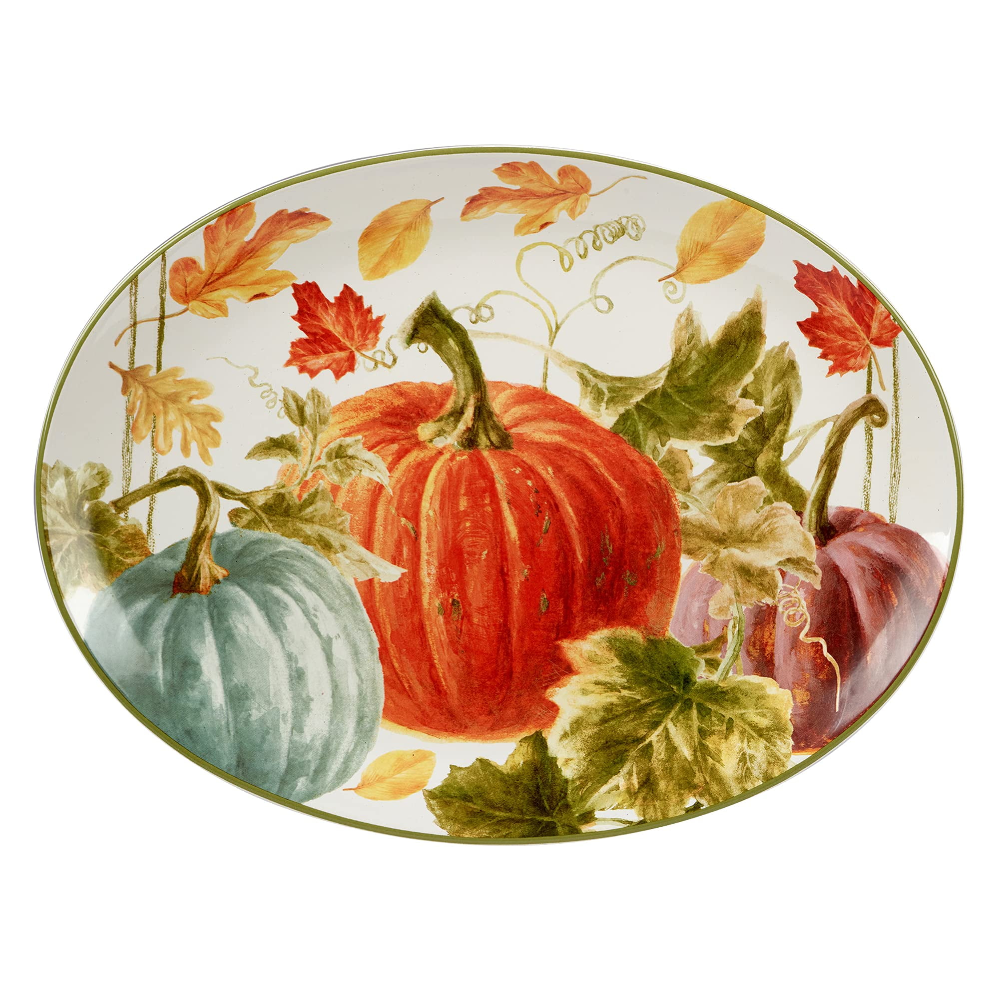 Certified International Autumn Harvest Oval Platter, 16" x 12", Multicolor
