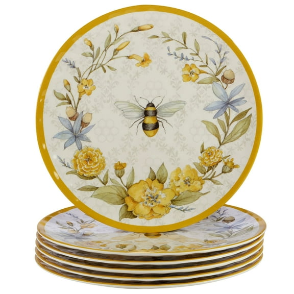 Certified International Bee Sweet 11" Melamine Dinner Plate, Set of 6 - 11" Dia