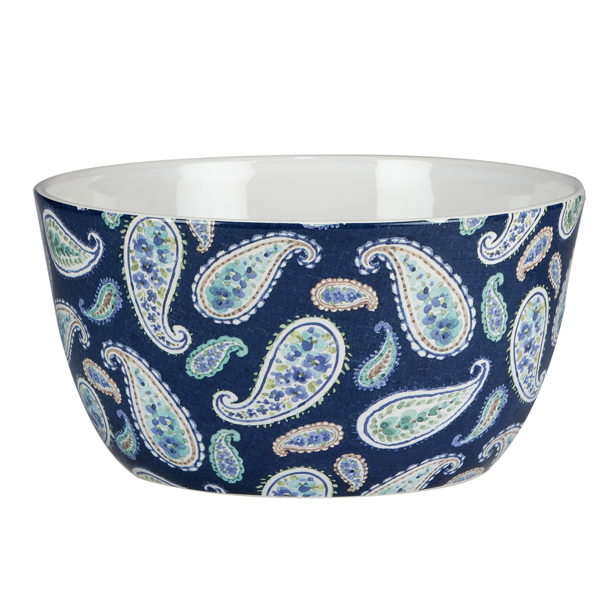 Bohemian Blue Ceramic Deep Serving Bowl, 11-inch
