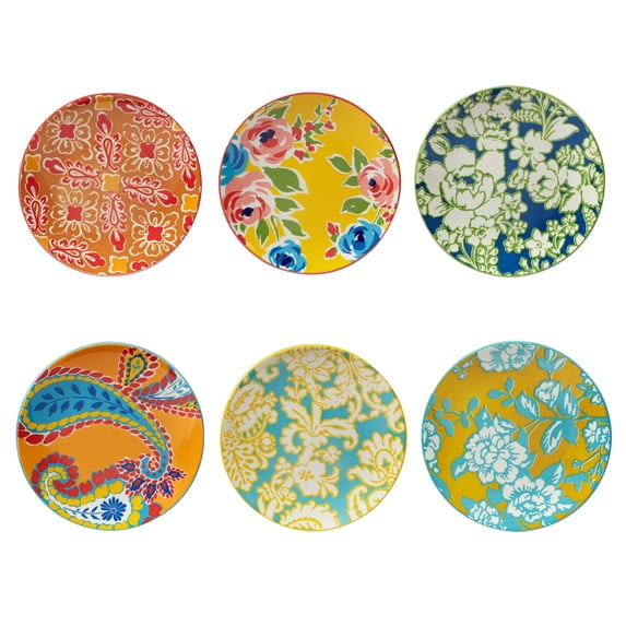 Certified International Damask Floral 8.5-inch Salad/Dessert Plates, 6 Assorted Designs