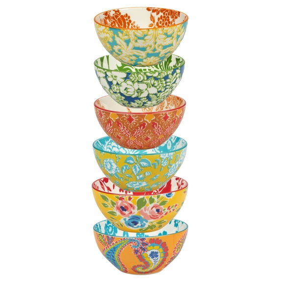 Certified International Damask Floral Assorted Designs All Purpose Bowls, Set of 6