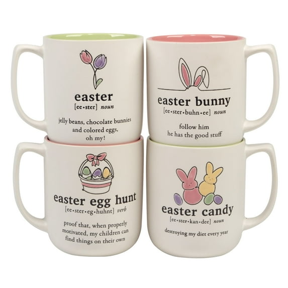 Certified International Easter Words 18 oz. Mugs, Set of 4