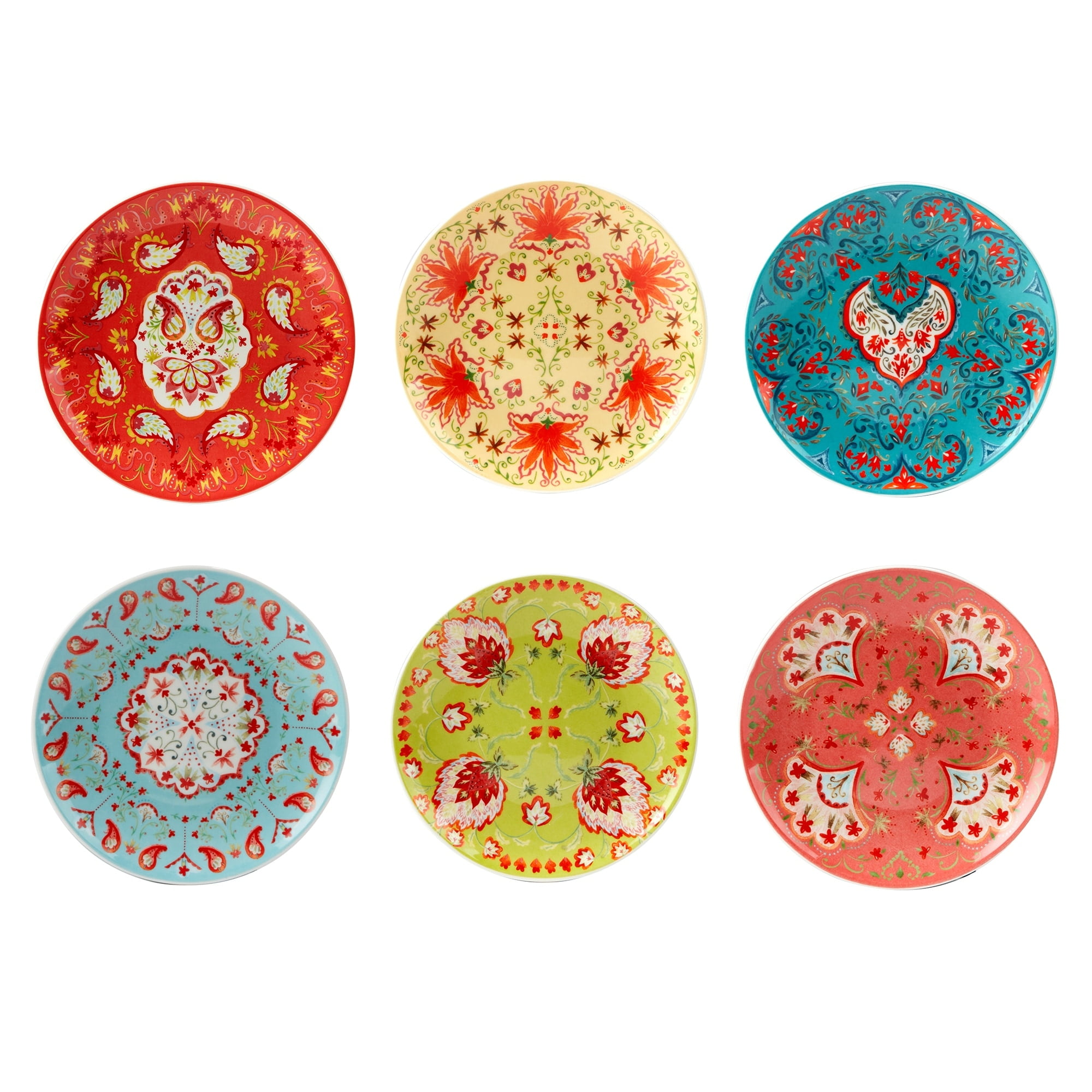Francesca Assorted Colorful Porcelain Canape Plates Set of 6