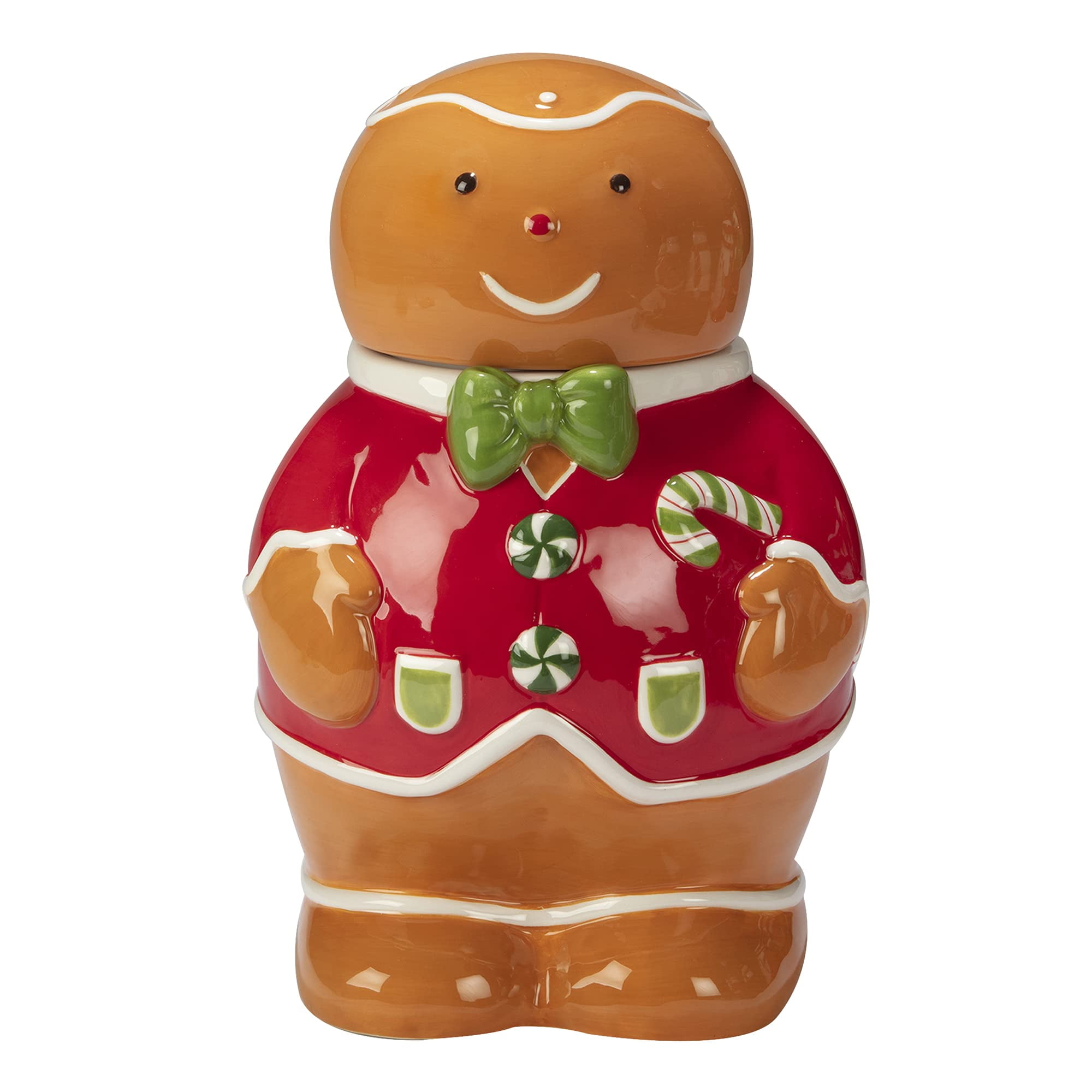 Holiday Magic Gingerbread Ceramic 3-D Cookie Jar, 72 oz