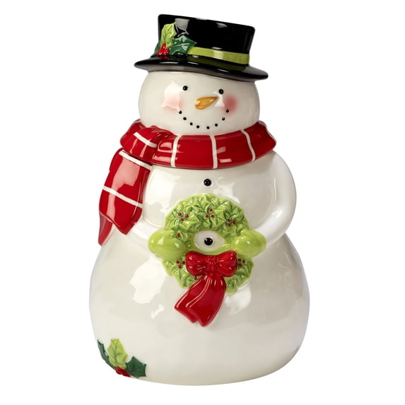 Certified International Holiday Magic Snowman 3-D Cookie Jar, 78 oz, Multicolor