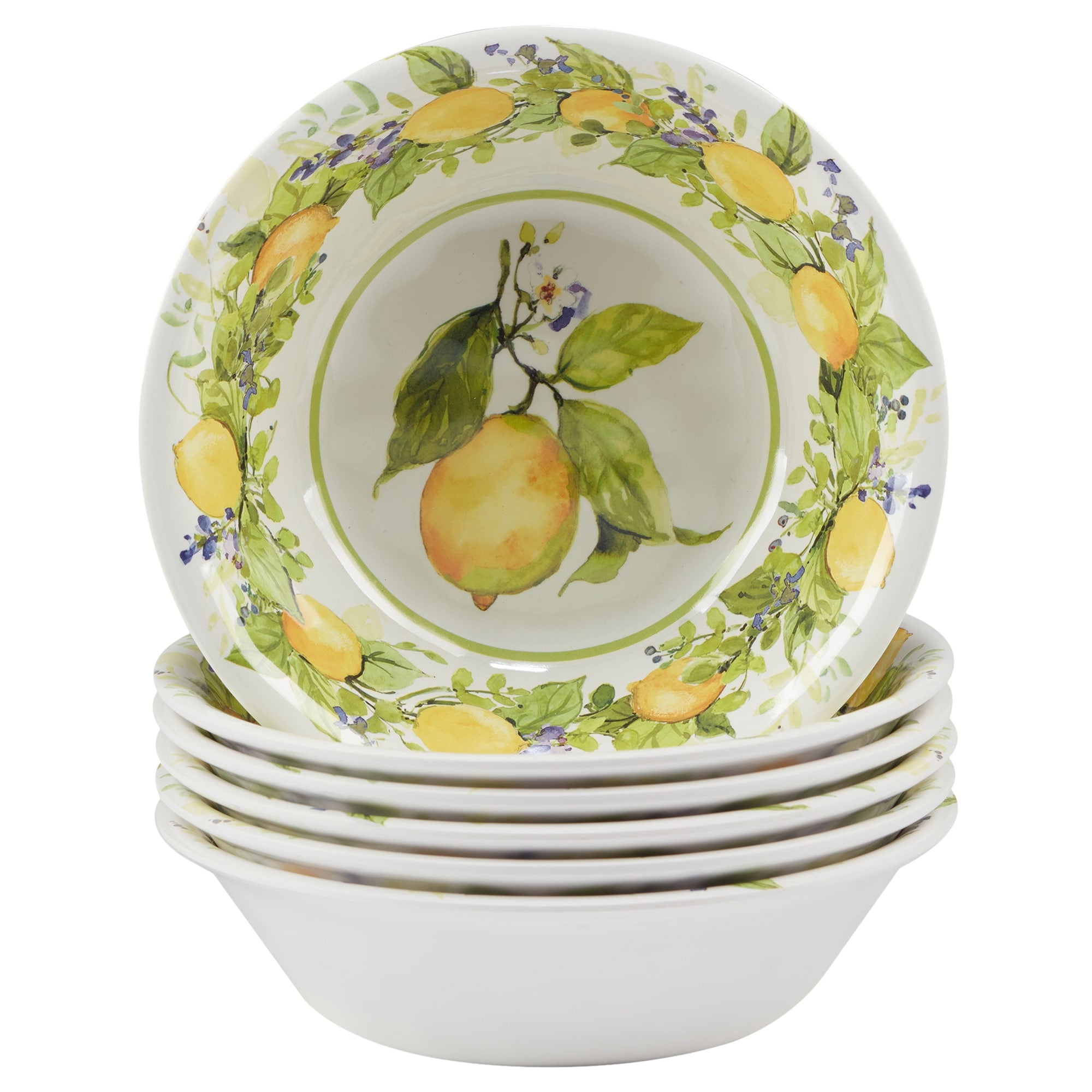 Certified International Lemon Zest Melamine All Purpose Bowls, Set of 6