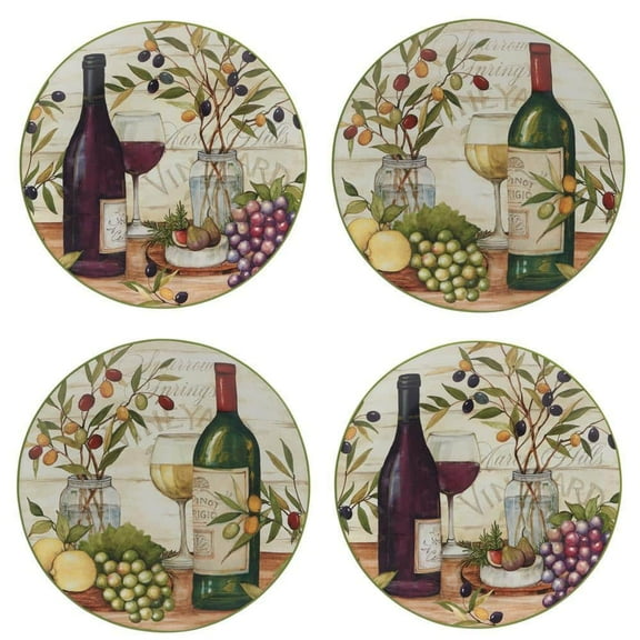 Certified International Meadow Brook Vineyard Multicolored Earthenware Dinner Plate Set Of 4
