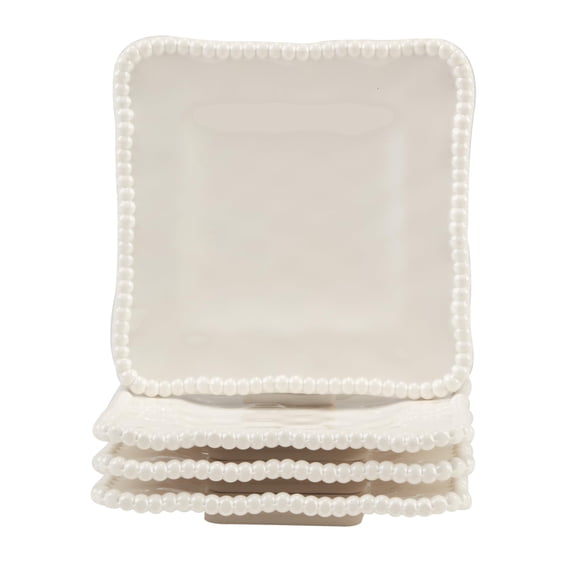 Certified International Perlette Canape Plate Set, 6-inch Diameter, Set of 4, Cream, For Everyday Use, Kitchen Accessories, Party Celebration