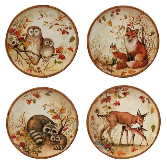 Certified International Pine Forest Multicolored Dinner Plate (Set of 4)