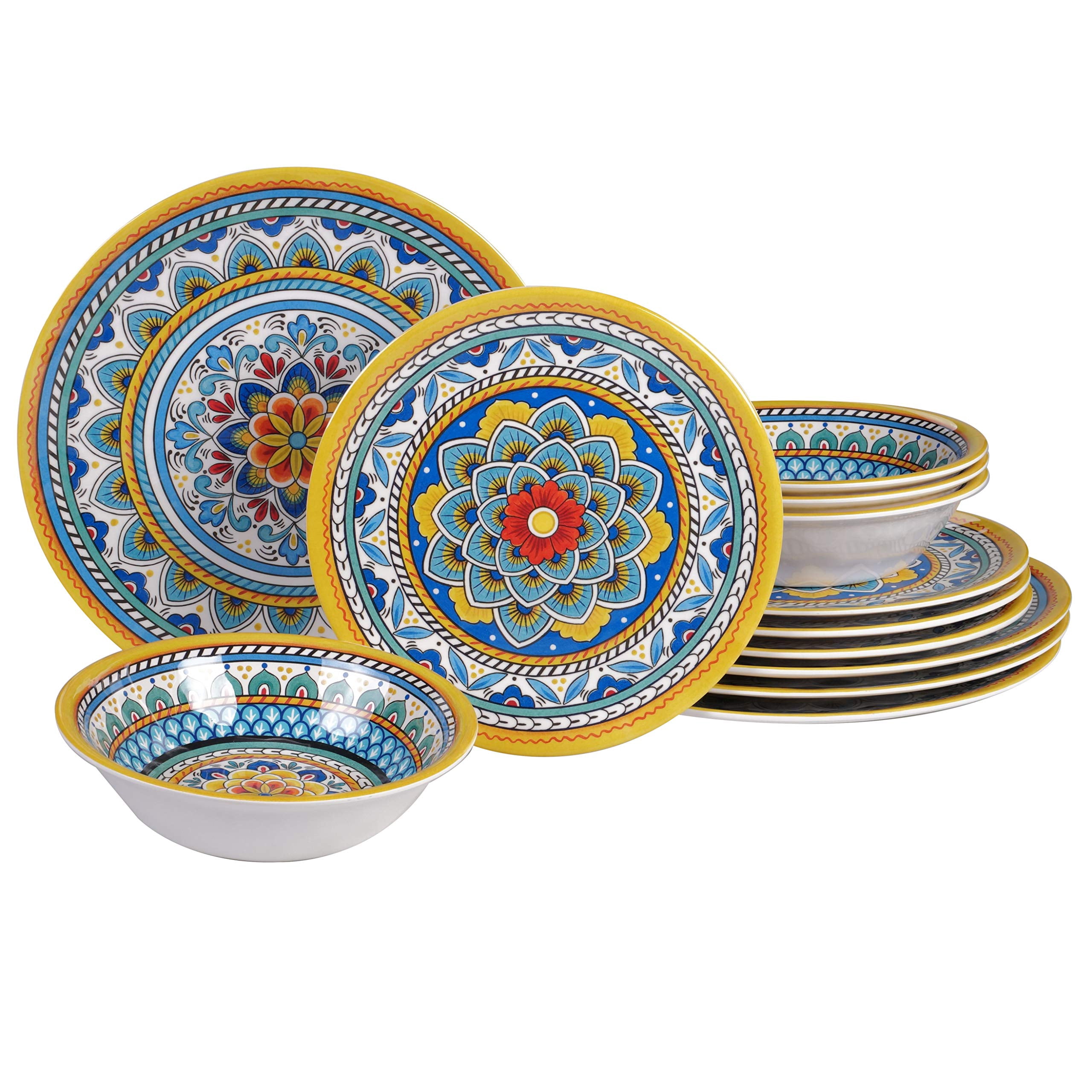 Certified International Portofino Melamine Dinnerware Set - 12-Pc Service For 4 & 2 Platters