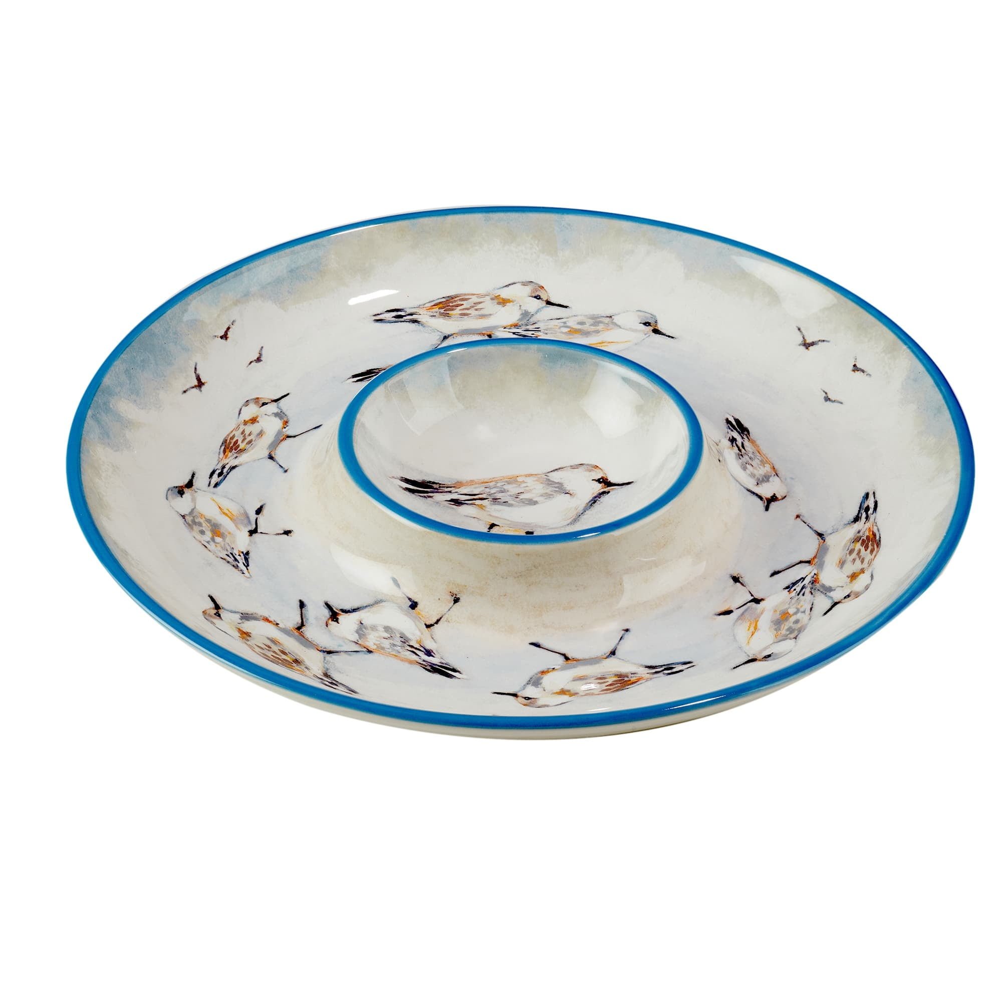 Certified International Shorebirds Chip & Dip Platter | Coastal Beach Theme Serving Dish