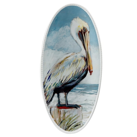 Certified International Shorebirds Fish Platter, 15" x 7.25" x 1.25", Multicolored
