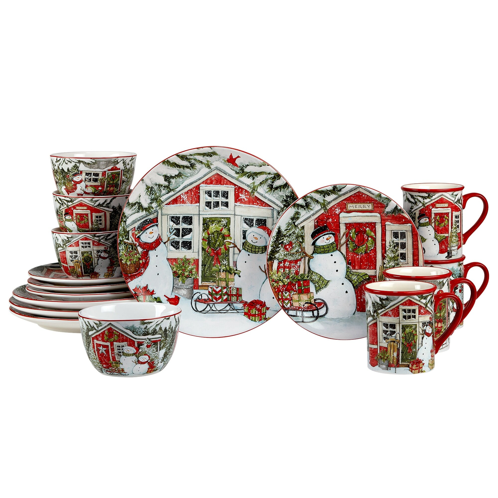 Certified International Snowman's Farmhouse 16 Pc. Dinnerware Set, Service for 4