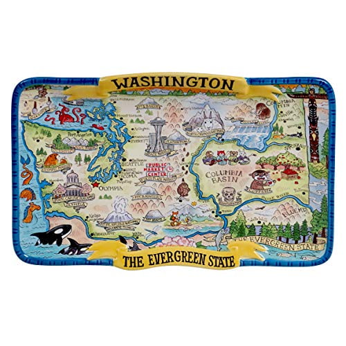 Certified International Washington Souvenir Rectangular Platter 13" x 8", Multicolored