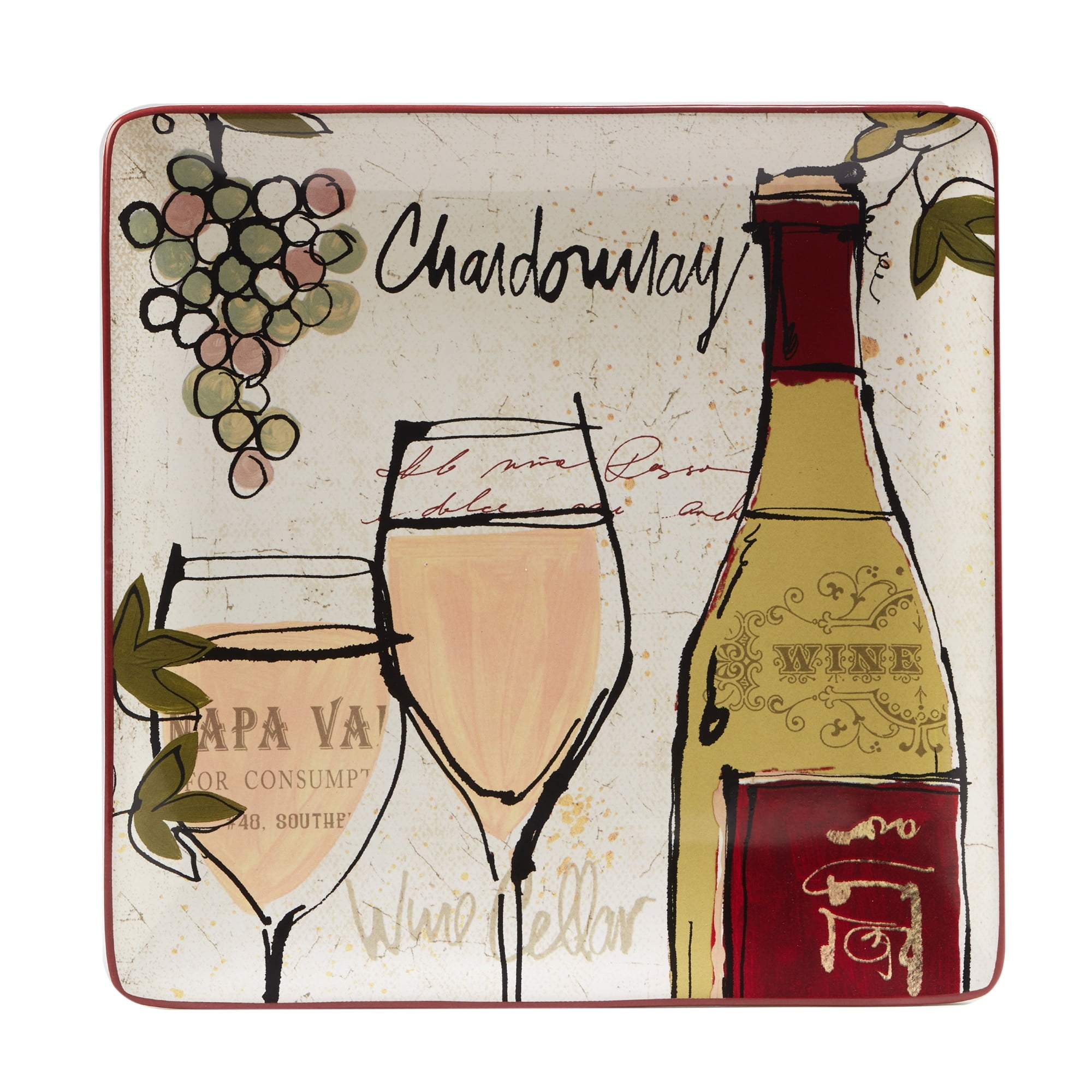 Certified International Wine Country Square Platter, x
