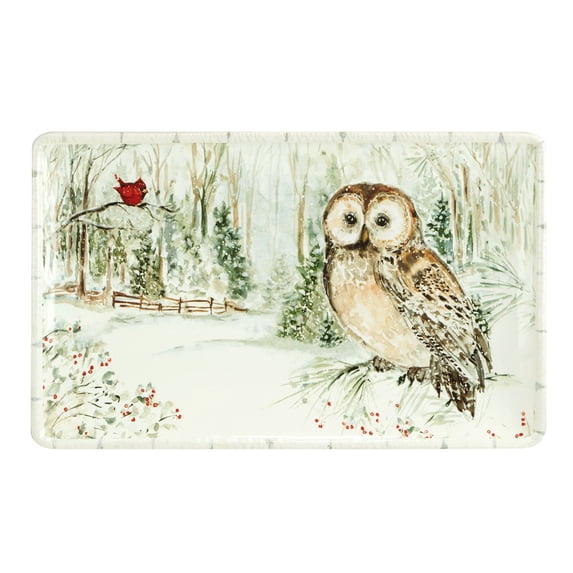 Certified International Winter's Walk Rectangular Platter, 13" X 8"