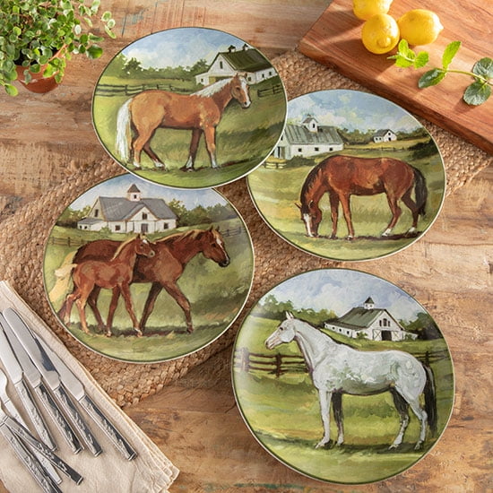 Certified International York Stables 10.5 Dinner Plates Set of 4 11 x 11 Walmart Business Supplies