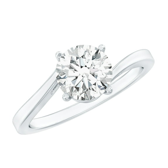 Rosec Jewels Certified Lab Created Diamond 1 Carat Engagement Ring, EF-VS Quality - with Jewelry Box, 18K White Gold, US 8.00