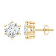 thumbnail image 1 of Rosec Jewels Certified Lab Created Diamond Stud Earrings With Screw Back - 6 mm - EF-VS Grade, 14K Yellow Gold, 1 of 8