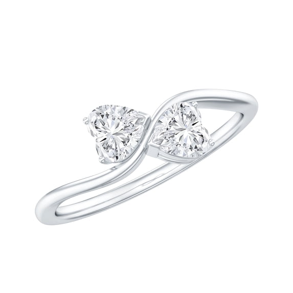 Certified Lab Diamond Heart Promise Ring, EF-VS Quality, Toi Et Moi Ring, 925 Sterling Silver, US 4.00