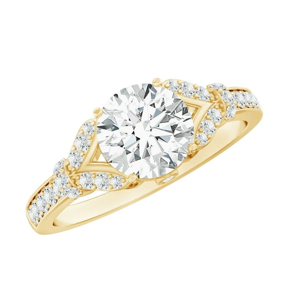 Rosec Jewels Certified Lab Diamond Circle Engagement Ring 8 mm - EF-VS Quality - Ready To Gift, 14K Yellow Gold, US 11.50