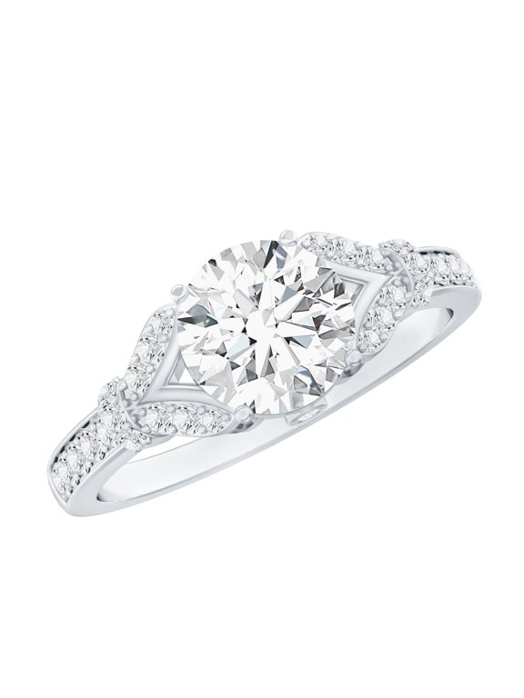 Certified Lab Diamond Circle Engagement Ring - 2 Carat - EF-VS Quality - Ready To Gift, 925 Sterling Silver, US 7.00