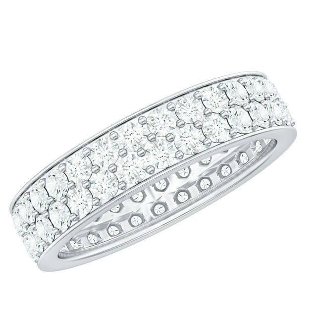 Rosec Jewels Certified Lab Diamond Full Eternity Wedding Band - EF-VS Quality, 18K White Gold, US 10.50