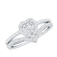 thumbnail image 1 of Rosec Jewels Certified Lab Diamond Heart Engagement Ring Set with Enhancer - EF-VS Quality, 14K White Gold, US 12.00, 1 of 9