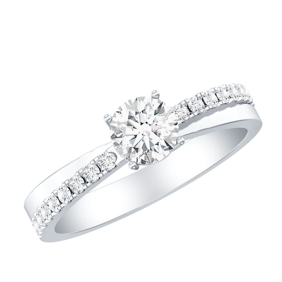 Rosec Jewels Certified Lab Diamond Solitaire Promise Ring for Women - 1/2 Carat - EF-VS Quality, 18K White Gold, US 11.00
