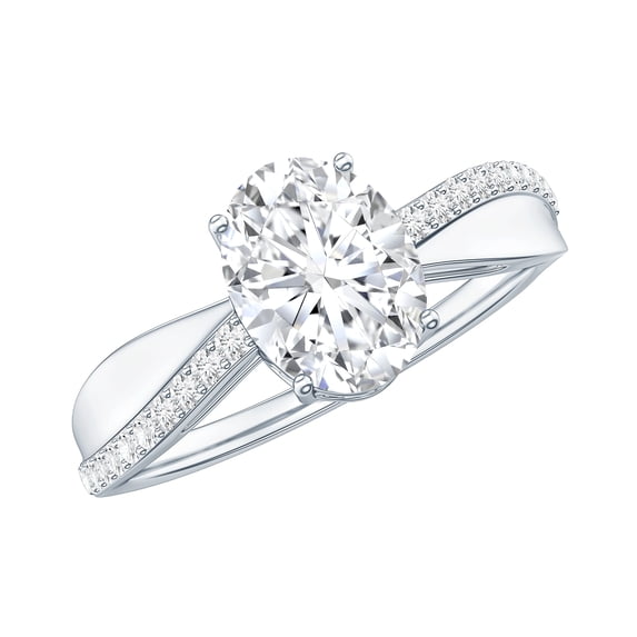 Certified Lab Grown Diamond 1 Carat Engagement Ring, EF-VS Quality - With Jewelry Box, 14K White Gold, US 10.50