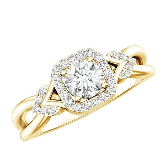 Rosec Jewels Certified Lab Grown Diamond Classic Engagement Ring for Women, EF-VS Quality, 14K Yellow Gold, US 13.00