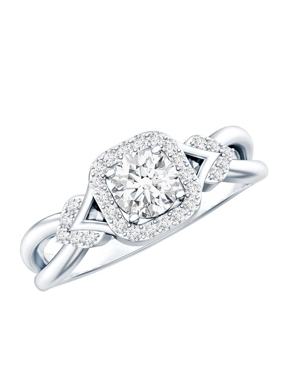 Certified Lab Grown Diamond Classic Engagement Ring for Women, EF-VS Quality, 925 Sterling Silver, US 7.00