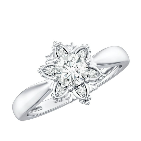 Certified Lab Grown Diamond Designer Engagement Ring (EF-VS Quality), 925 Sterling Silver, US 4.00