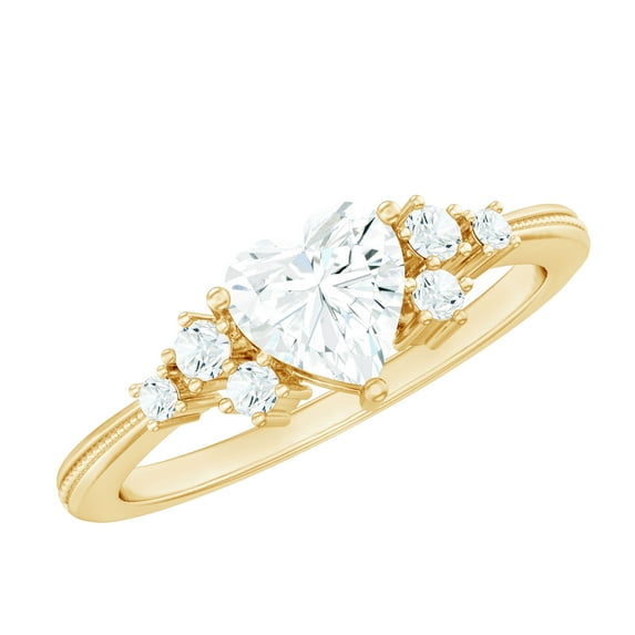 Certified Lab Grown Diamond Heart Promise Engagement Ring - EF-VS Quality, 18K Yellow Gold, US 3.00