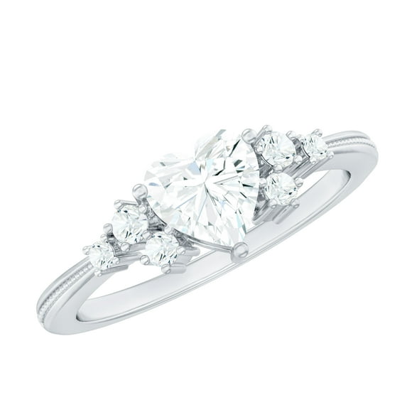 Certified Lab Grown Diamond Heart Promise Engagement Ring - EF-VS Quality, 925 Sterling Silver, US 4.00