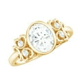 thumbnail image 1 of Rosec Jewels Certified Lab Grown Diamond Oval Engagement Ring with Accent - EF-VS Quality, 14K Yellow Gold, US 13.00, 1 of 9