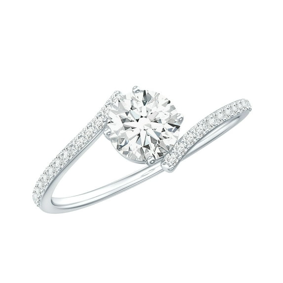 Rosec Jewels Certified Lab Grown Diamond Promise Engagement Ring - 5 mm - EF-VS Quality, 10K White Gold, US 9.00