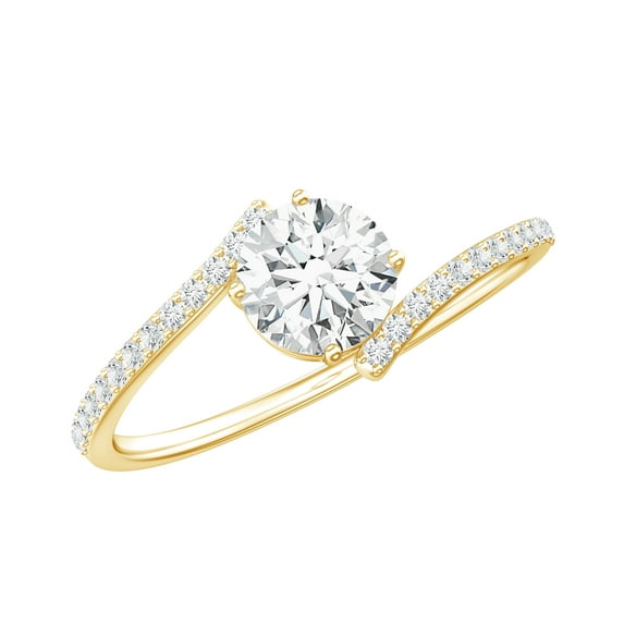 Rosec Jewels Certified Lab Grown Diamond Promise Engagement Ring - 5 mm - EF-VS Quality, 14K Yellow Gold, US 8.00