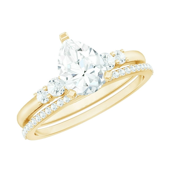 Certified Lab Grown Diamond Wedding Ring Set - EF-VS Quality - Ready To Gift, 18K Yellow Gold, US 7.00