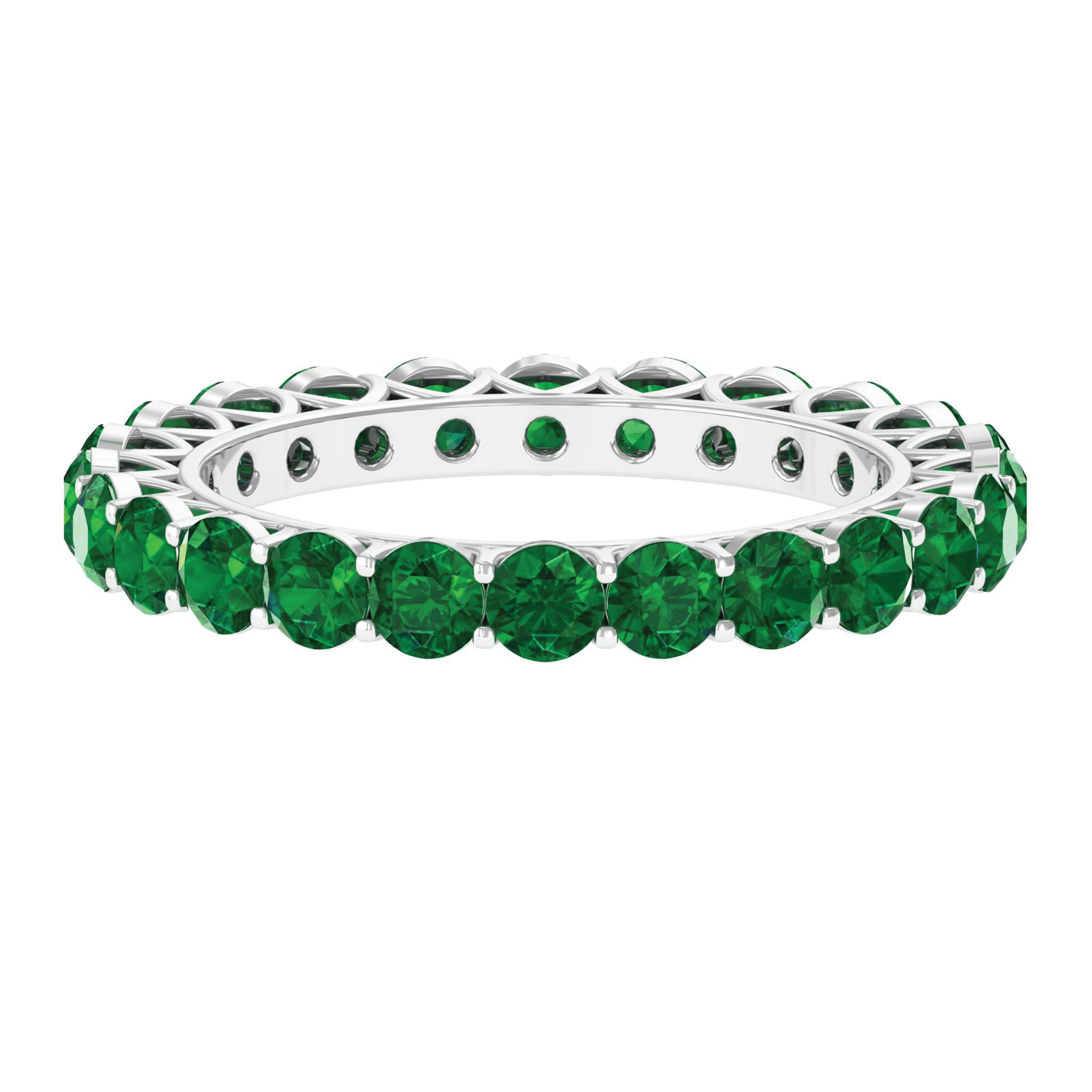 Certified Lab Grown Emerald Full Eternity Ring for Women (AAAA Quality