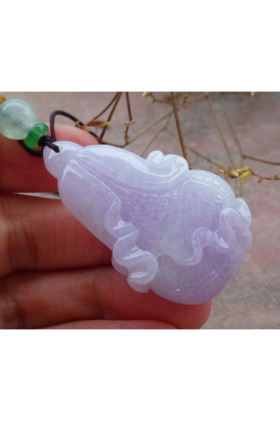 Certified Lavender Burma Natural A Jade jadeite Pendant Cabbage Necklace 657457 TN
