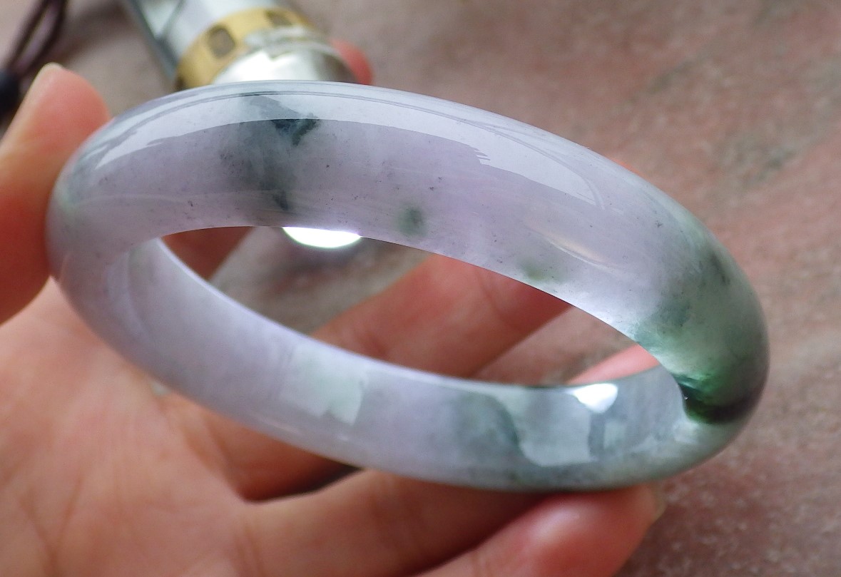 GOJADE Certified Lavender Green Burma Natural A JADE Jadeite Bangle Bracelet 56 mm 652352 TN