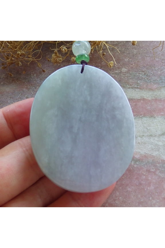 Certified Lavender Green Burma Natural A Jade jadeite pendant Rectangle Necklace 667194 TN