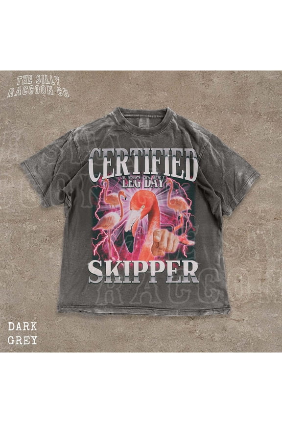 Certified Leg Day Skipper Gym for Workout Flamingo Retro Fitness for Him Lifting Top T-Shirt