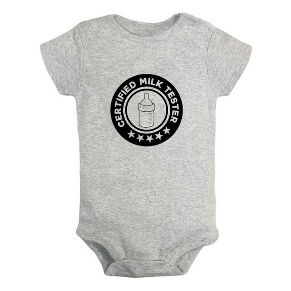 Certified Milk Tester Funny Rompers For Babies, Newborn Baby Unisex Bodysuits, Infant Jumpsuits, Toddler 0-12 Months Kids One-Piece Oufits (Gray, 6-12 Months)
