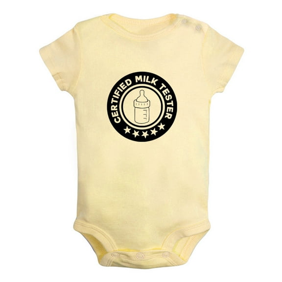 Certified Milk Tester Funny Rompers For Babies, Newborn Baby Unisex Bodysuits, Infant Jumpsuits, Toddler 0-12 Months Kids One-Piece Oufits (Yellow, 0-6 Months)